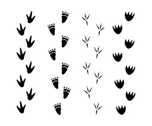 set of dinosaur footprint vector