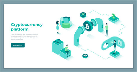 Cryptocurrency exchange and blockchain isometric vector