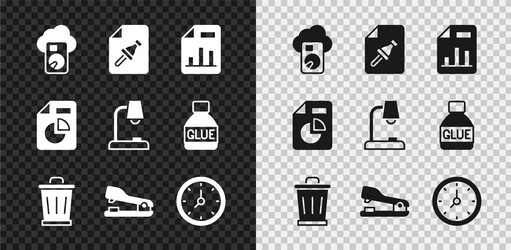 set cloud database note paper with push button vector image
