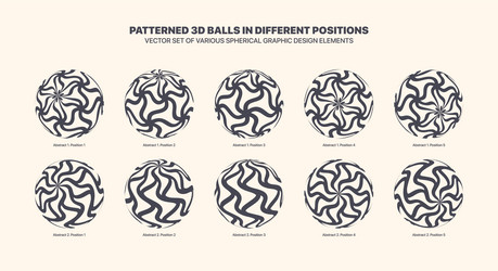 various 3d patterned balls in different positions vector image