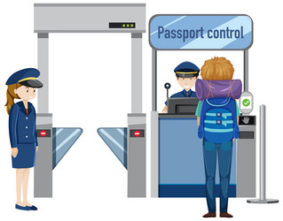 a passenger waiting at passport control vector