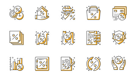 credit icons set in outline stroke design for web vector image