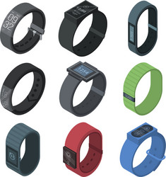 fitness tracker icons set isometric style vector