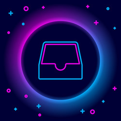 Glowing neon line social media inbox icon isolated vector