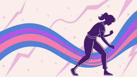 person running in abstract colorful waves design vector image
