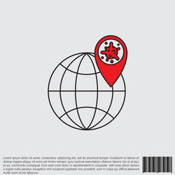 Virus bacteria map pointer and globe line vector