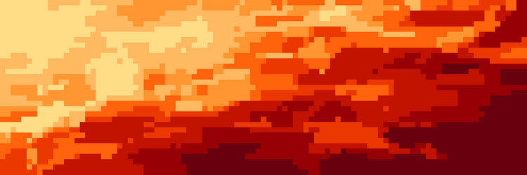 burning sky bg with pixel texture in retro 8 bit vector image