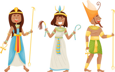 egyptian pharaoh and deities wearing antique Vector Image