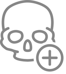 skull with plus line icon bone structure vector image