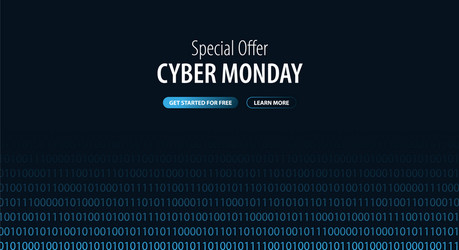cyber monday sale banner with binary code vector image