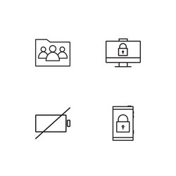 cyber security linear icons set simple outline vector image