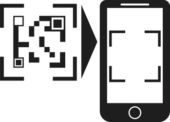 Data transmission by qr code via smartphone vector