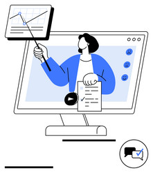 online presentation and virtual teaching with data vector image