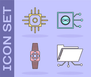 set folder and lock processor smartwatch vector image