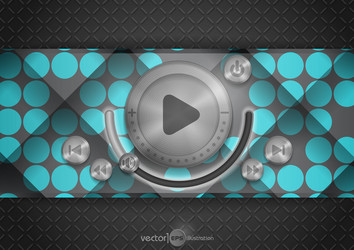 abstract technology app icon with music button vector