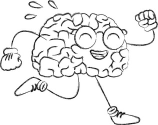 Brain cartoon running Royalty Free Vector Image