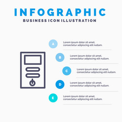 computer cpu pc stabilizer line icon with 5 steps vector image