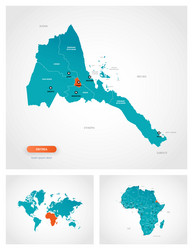 Editable template map eritrea with marks vector