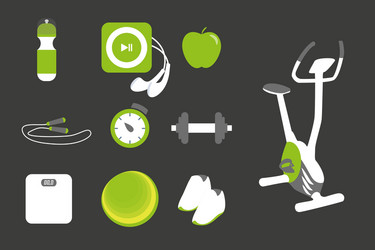 Fitness icons set vector