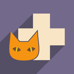 flat with shadow icon and mobile application cat vector image