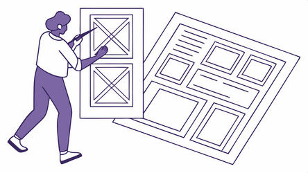 uiux designer working on digital interface vector image