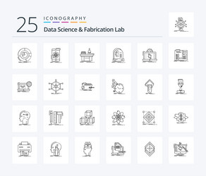 Data science and fabrication lab 25 line icon vector