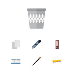 flat icon tool set of nib pen date block vector image