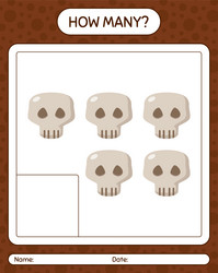 how many counting game with skull worksheet vector image