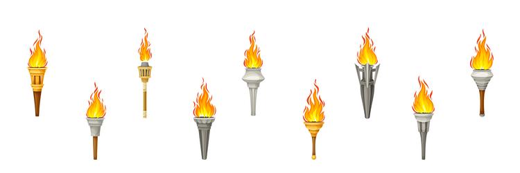 Cartoon pixelated torch fire flame animation Vector Image