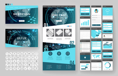 website design template and interface elements vector image