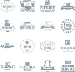 Future computer logo icons set simple style vector