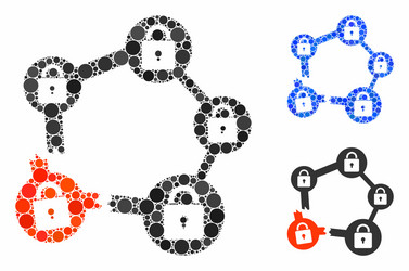 broken blockchain network mosaic icon circles vector image