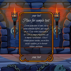 fireplace with torches and frame for sample text vector image
