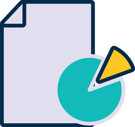 graphic pie chart and document icon line fill vector image