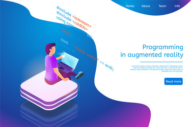 isometric banner programming in augmented reality vector image