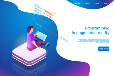 isometric banner programming in augmented reality vector