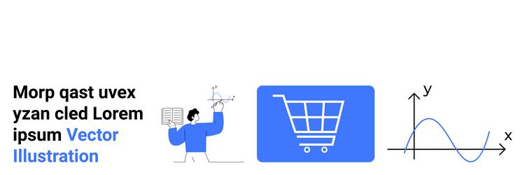 scientist studying data shopping cart and graph vector image
