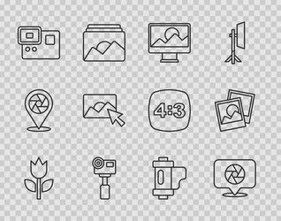 set line photo mode macro camera shutter vector image