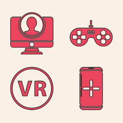 set smartphone and playing in game create account vector image