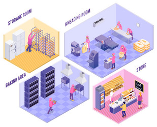 Bakery isometric banners Royalty Free Vector Image