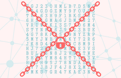 Machine code with lock and chains cyber security vector