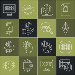 set line nft blockchain technology binary code vector image
