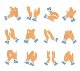 clapping hands flat icon set vector