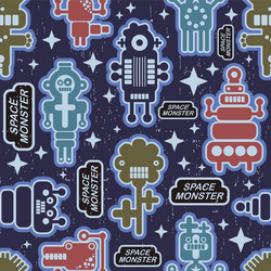 Endless pattern with funny monsters from the space vector