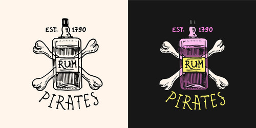 pirate rum on a background bones logo marine Vector Image