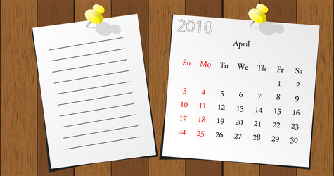 wood sticky calendar 2010 vector