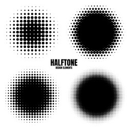 circle halftone design elements with black dots vector image