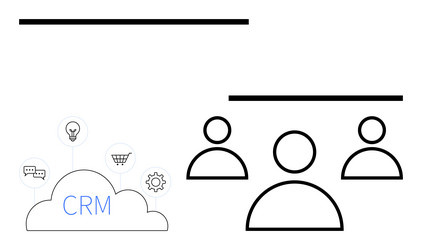 cloud-based crm with user icons for team vector image