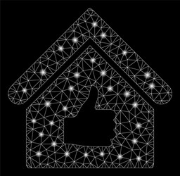 glowing mesh network thumb up building with flare vector image