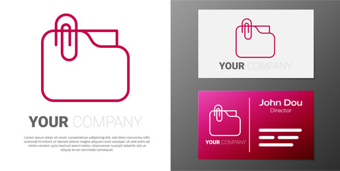 logotype line document folder with paper clip icon vector image